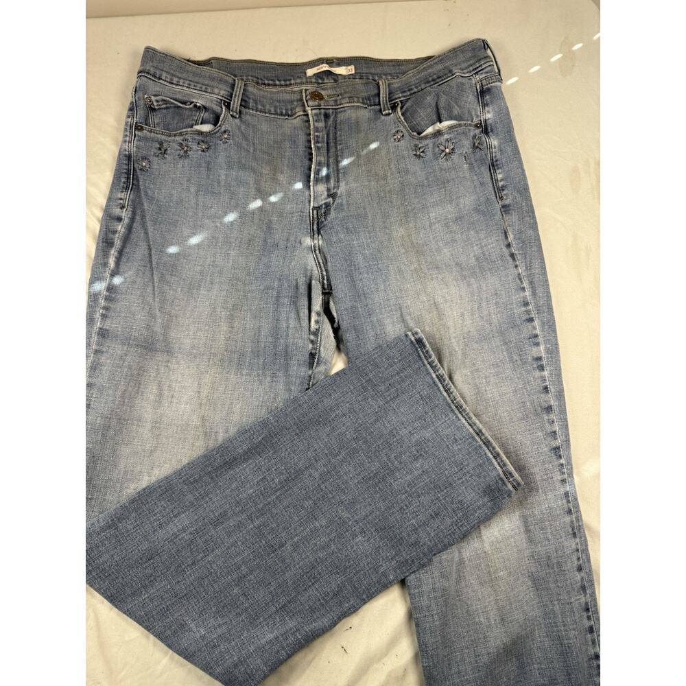 Levi’s 505 Straight Jeans Floral Embroidered Women’s Size 33 Light Wash - Picture 2 of 16
